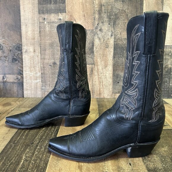 Lucchese N4559 Black Mad Dog 1883 Snip Toe Cowboy Boots Womens 9.5 B - Picture 1 of 12